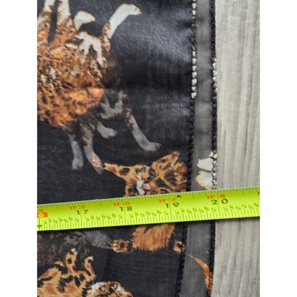 Tabby Cat Black Sheer Scarf With Orange & White Cat Print - Picture 4 of 4